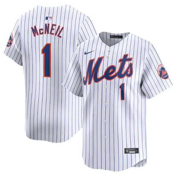 Men%27s New York Mets #1 Jeff McNeil White 2024 Home Limited Stitched Baseball Jersey Dzhi